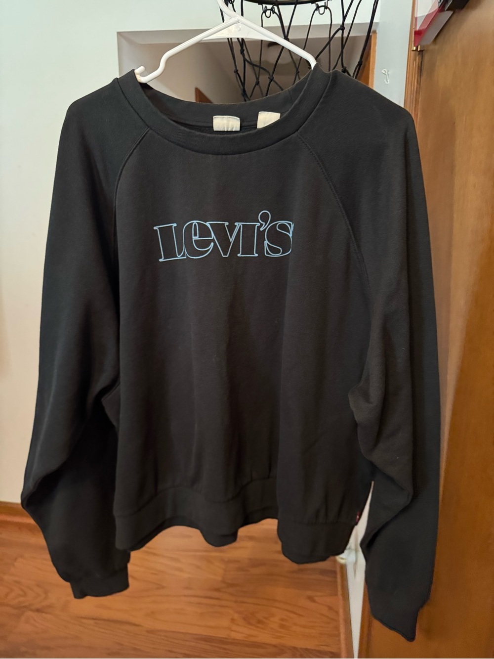 Levi's Black Crewneck Sweatshirt with Light Blue Logo